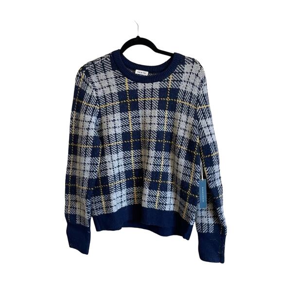 NWT Court & Rowe M plaid sweater long sleeve heavyweight cabincore cozy blue - Picture 1 of 9